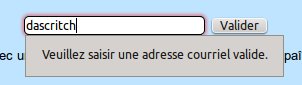 message d'erreur
